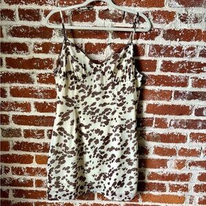 re:named Cow Print Cream and Brown Mini Dress with lace details